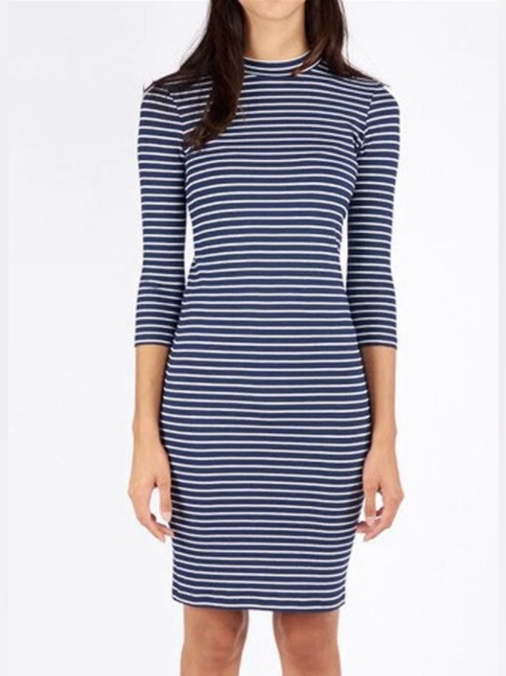 JUST Female Navy Blue and White Striped Dress